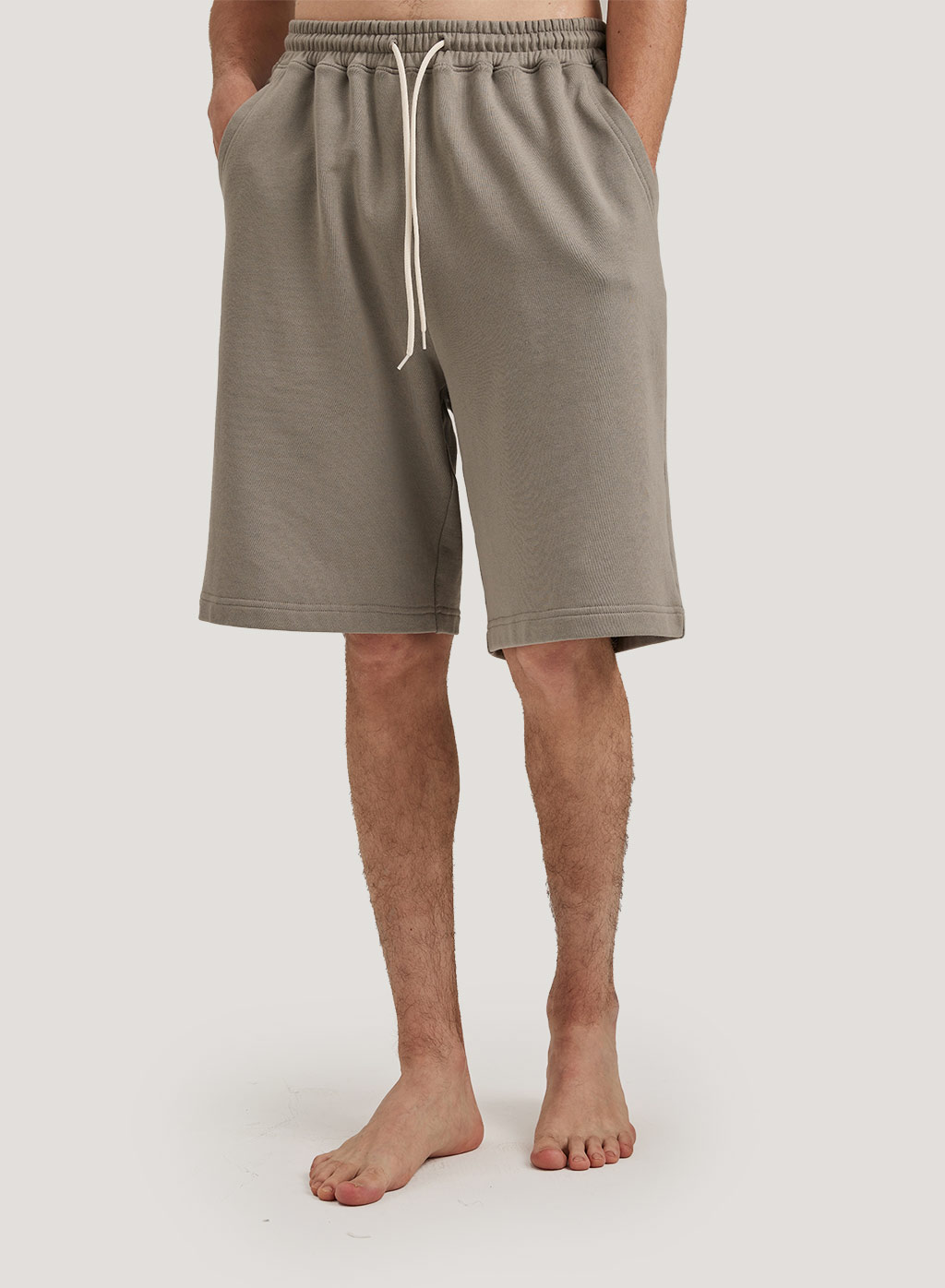 Drawstring Pockets Cotton Shorts