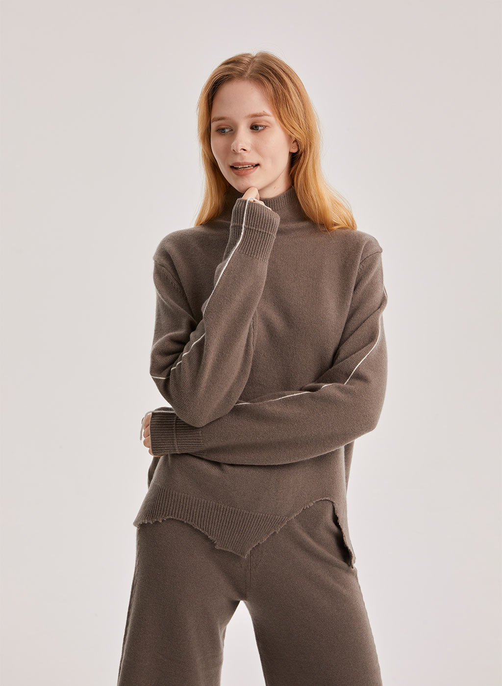 Turtleneck Asymmetric Hem Sweater