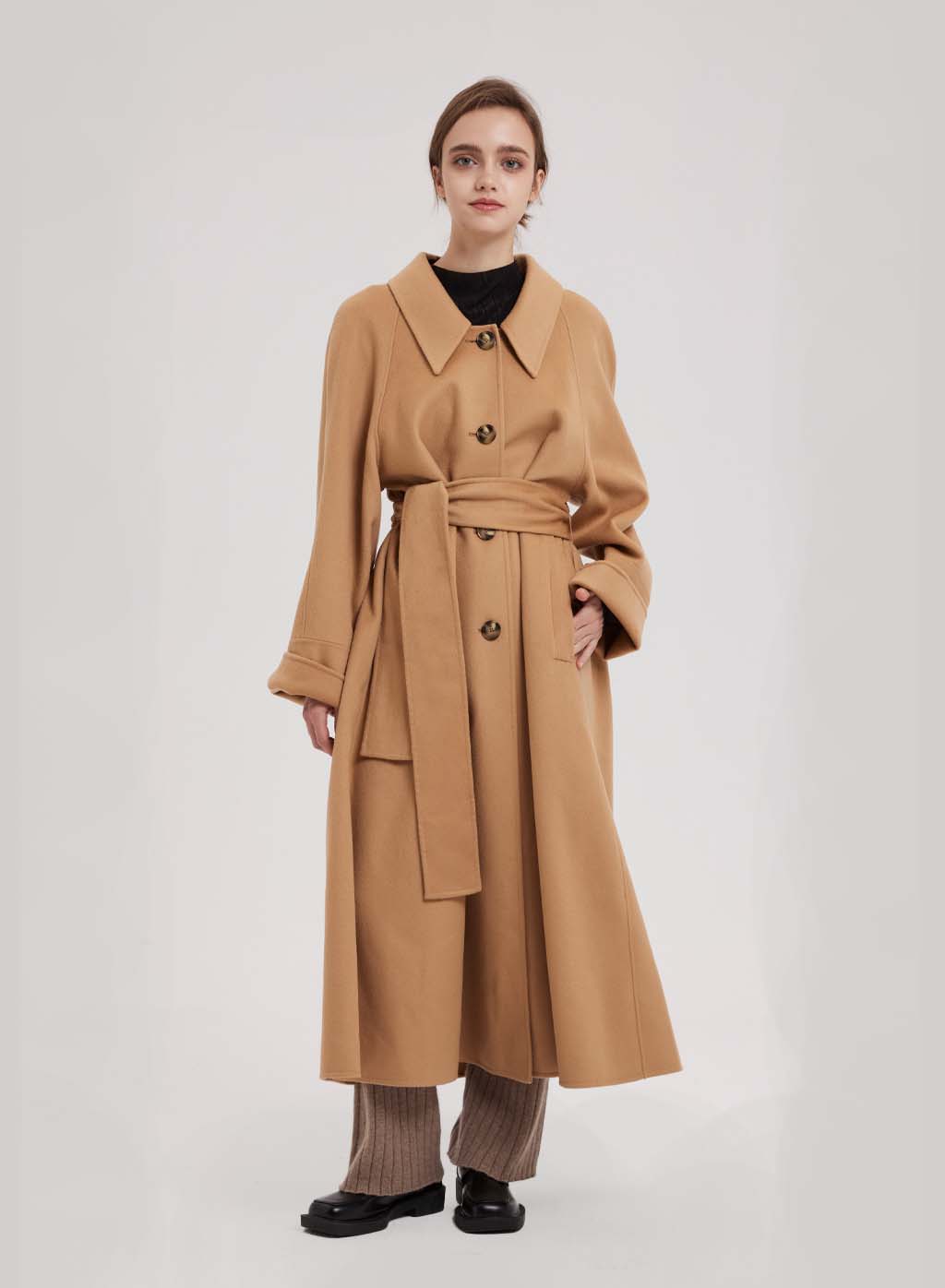 Buttoned Wool-Felt Coat