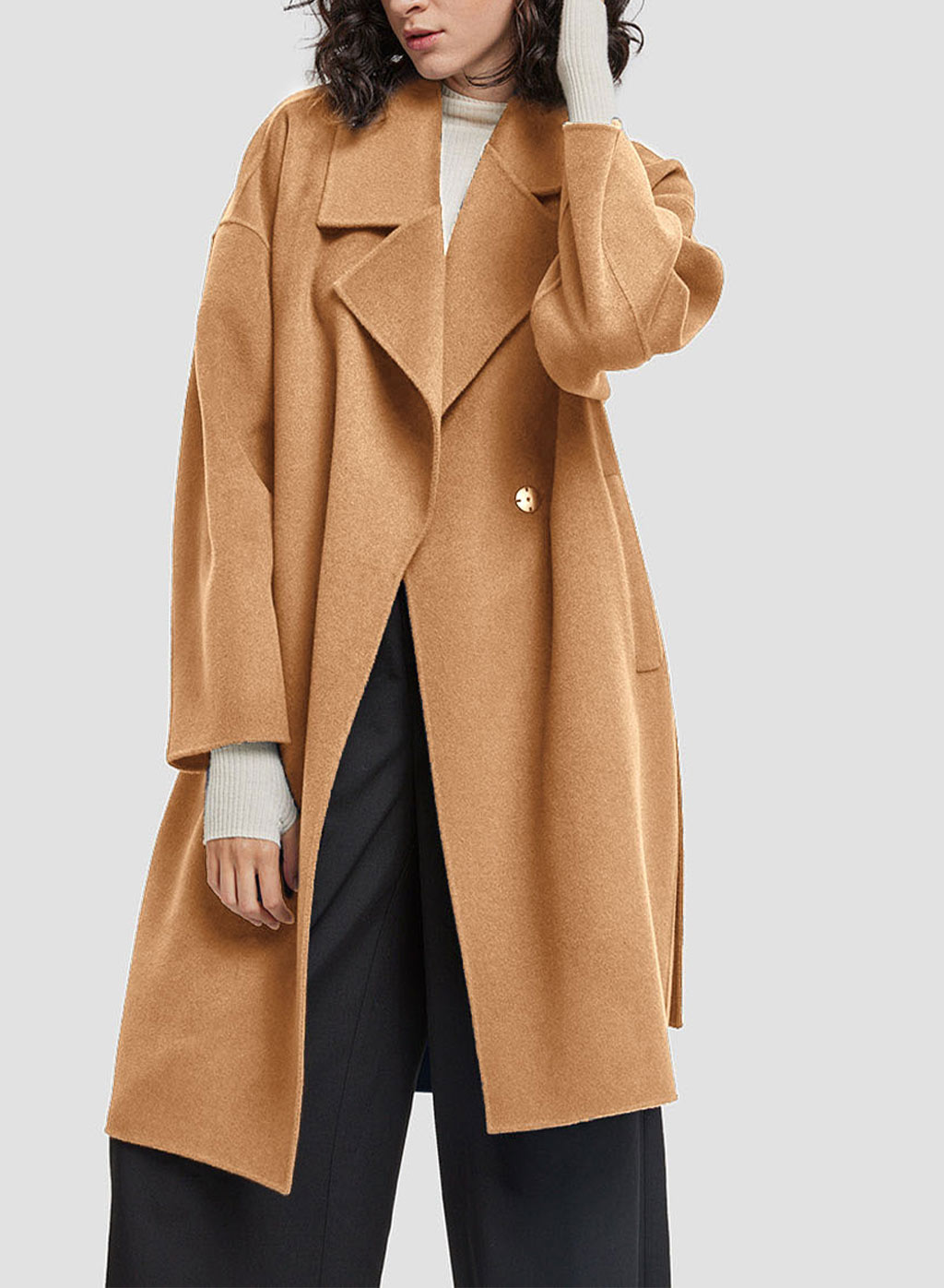 double faced camel coat