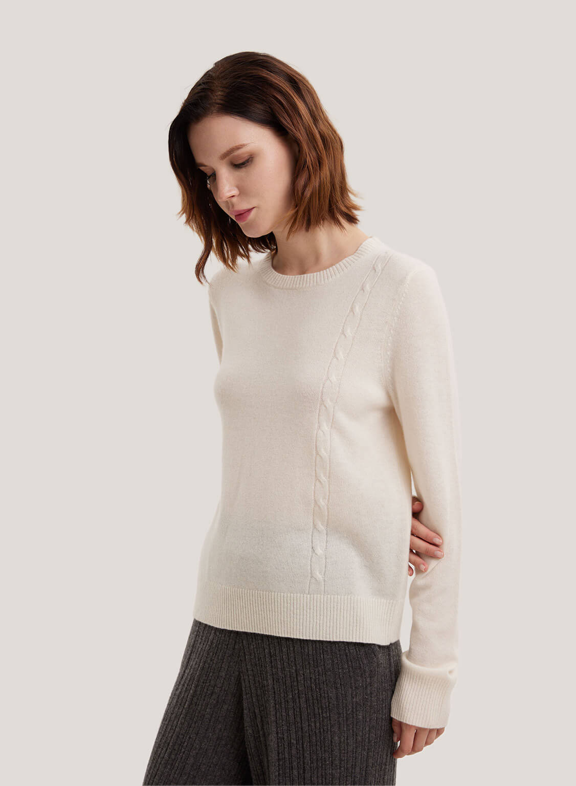 Cashmere Slim Fit Ribbed Pullover Top