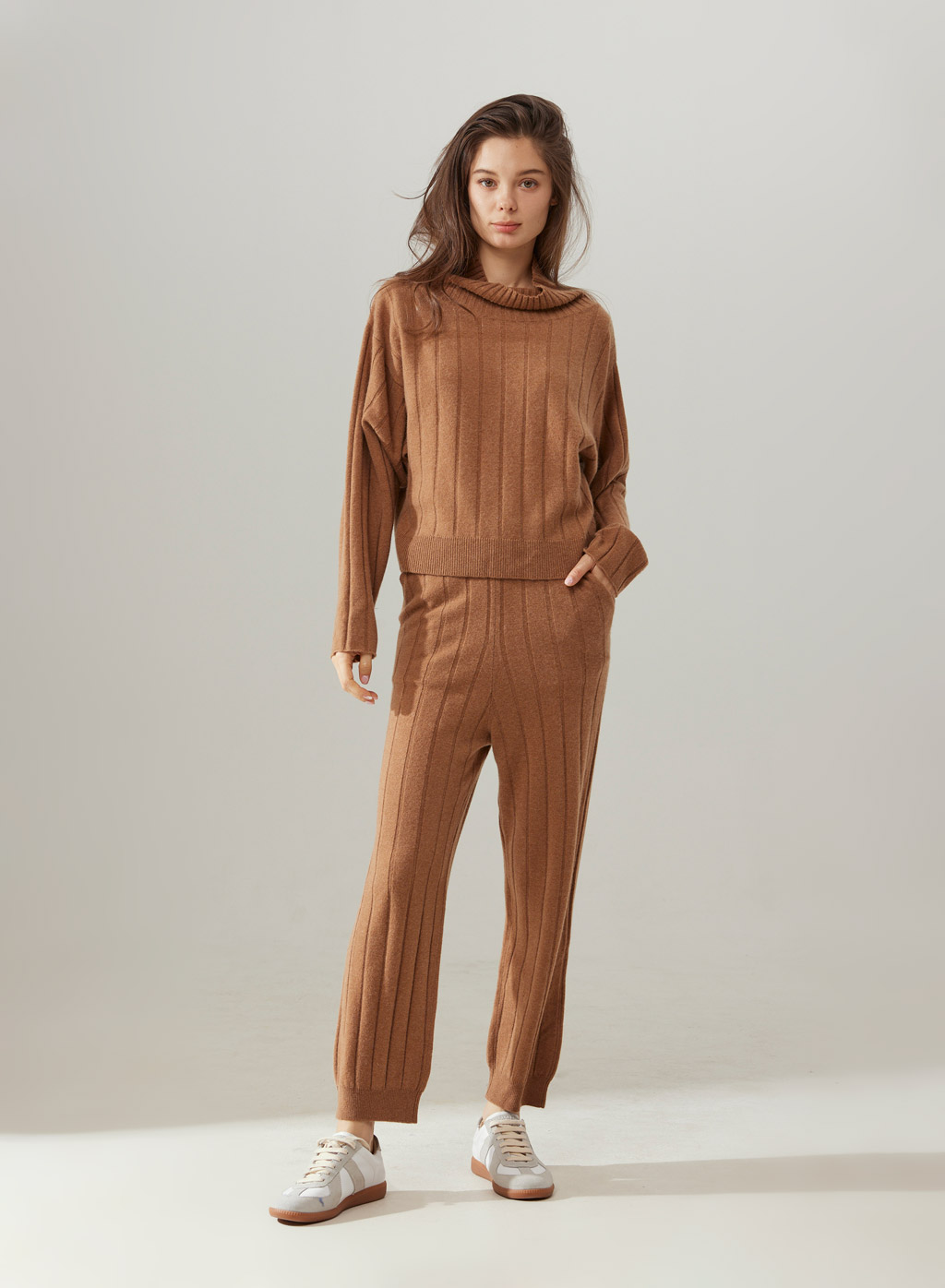 Cashmere Wide Ribbed Knit Set Nap Loungewear