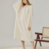 Cotton Puff Sleeve Midi Length Dress