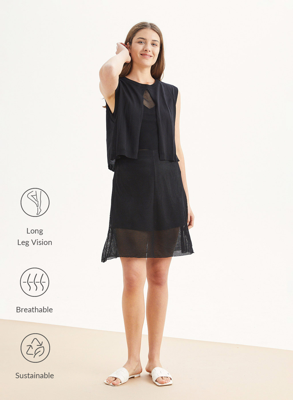 Nap Loungewear Double-layered Knit Dress In Black